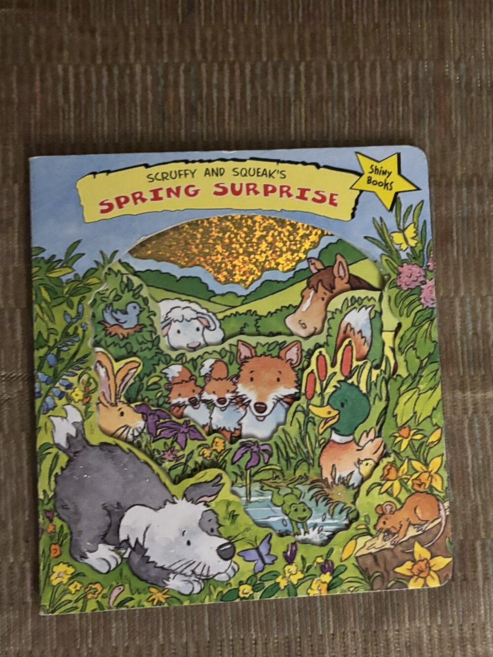 Scruffy & Squeak's Spring Surprise Board Book 2002 Die-Cut Shiny Books Vintage